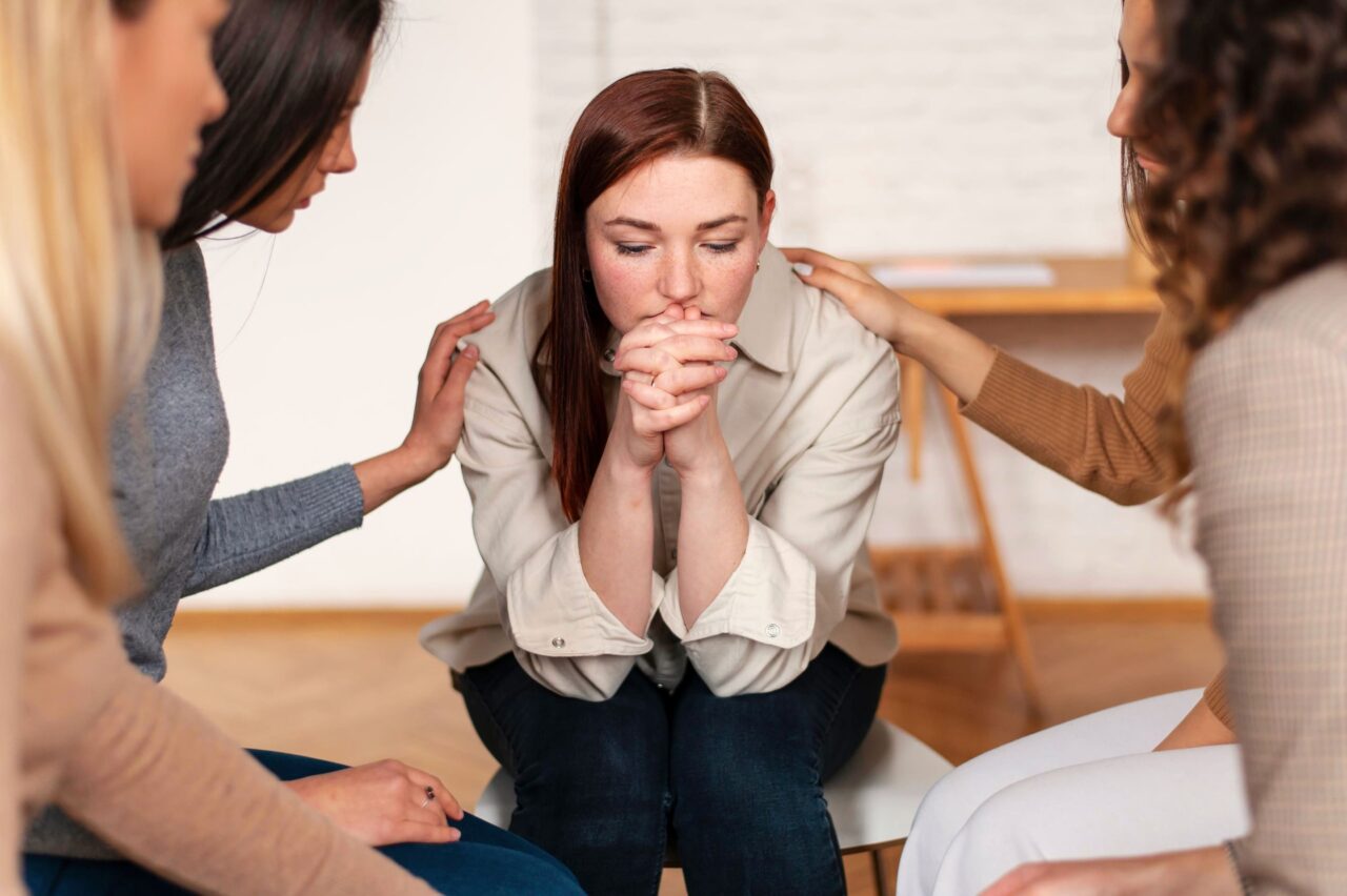 A woman receives support as she deals with the effects of mixing Xanax with alcohol.