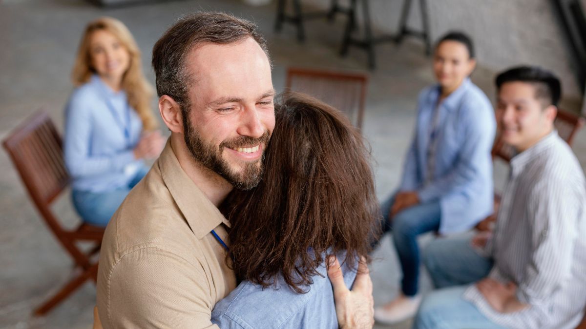 Supportive group therapy at drug rehab near Lake Jackson, TX.